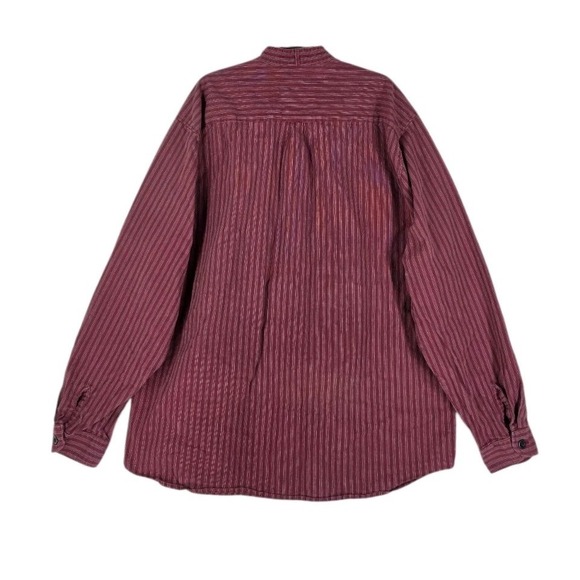Vtg Wah Maker Frontier Shirt Men L Maroon White Striped Western Cosplay USA Made - Picture 6 of 12
